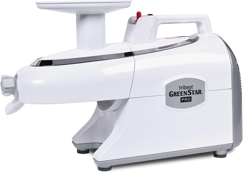 Tribest Greenstar GS-P501-B Pro Jumbo Slow Masticating Juicer, Twin Gear Cold Press Juicer & Juice Extractor, White