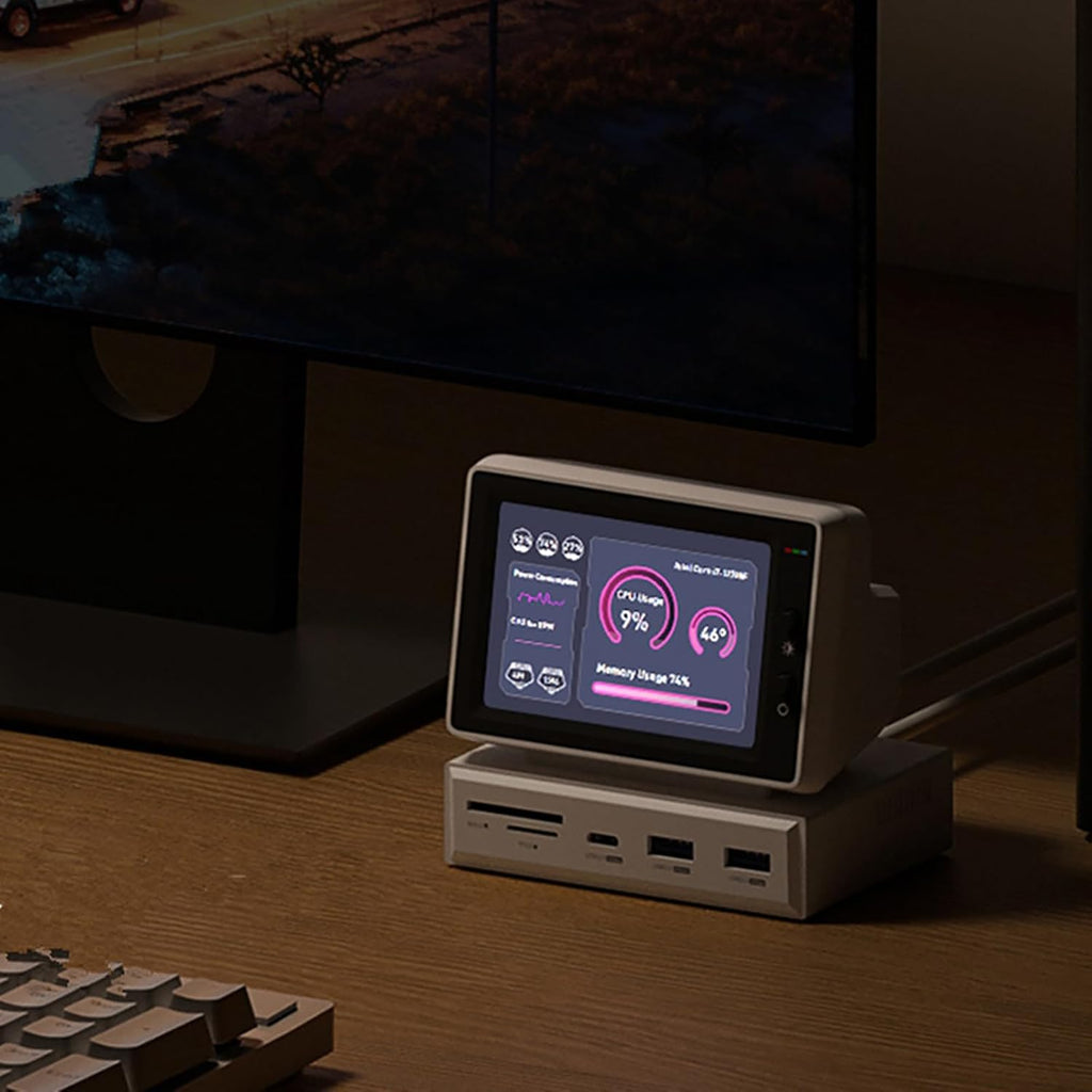 Mini Vintage Portable Monitor, Secondary Screen LCD Display Monitor for PC Laptop, HDMI USB 3.0 Hub SD3.0 TF Card Reader