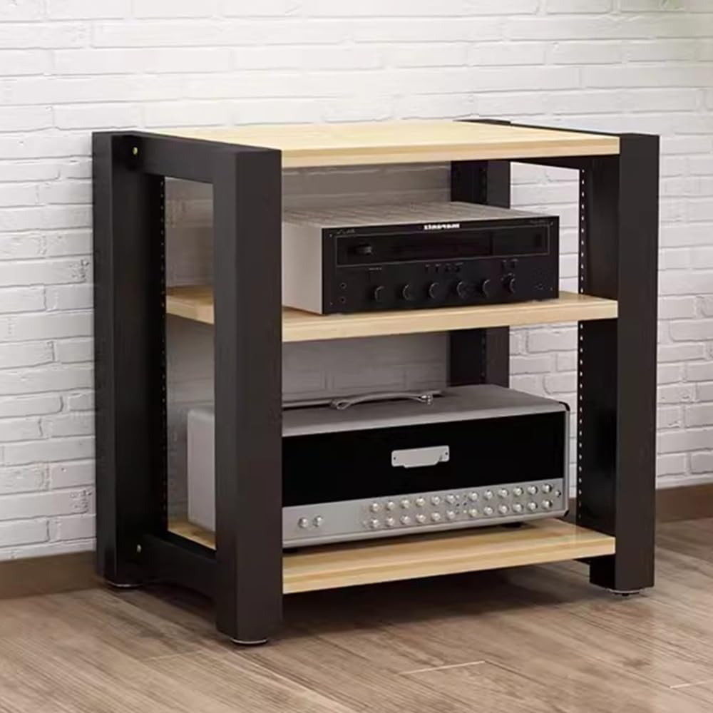 Adjustable 3-Tier Walnut Media Storage Cabinet - Corner AV Stand for Audio/Video Components, HiFi Rack & Entertainment Amplifier Shelf, Perfect for Home Theater (60x50x60cm)
