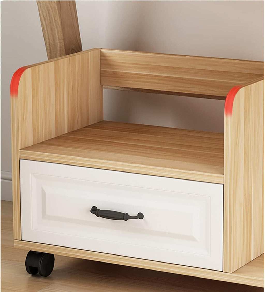 Printer Table Printer Stand, Under Desk Mobile Printer Table with Storage Drawer, Home Office Wood Work Cart with Wheels, for Mini 3D Printer Printer Shelf,One Color-L43xW40xH46.5cm