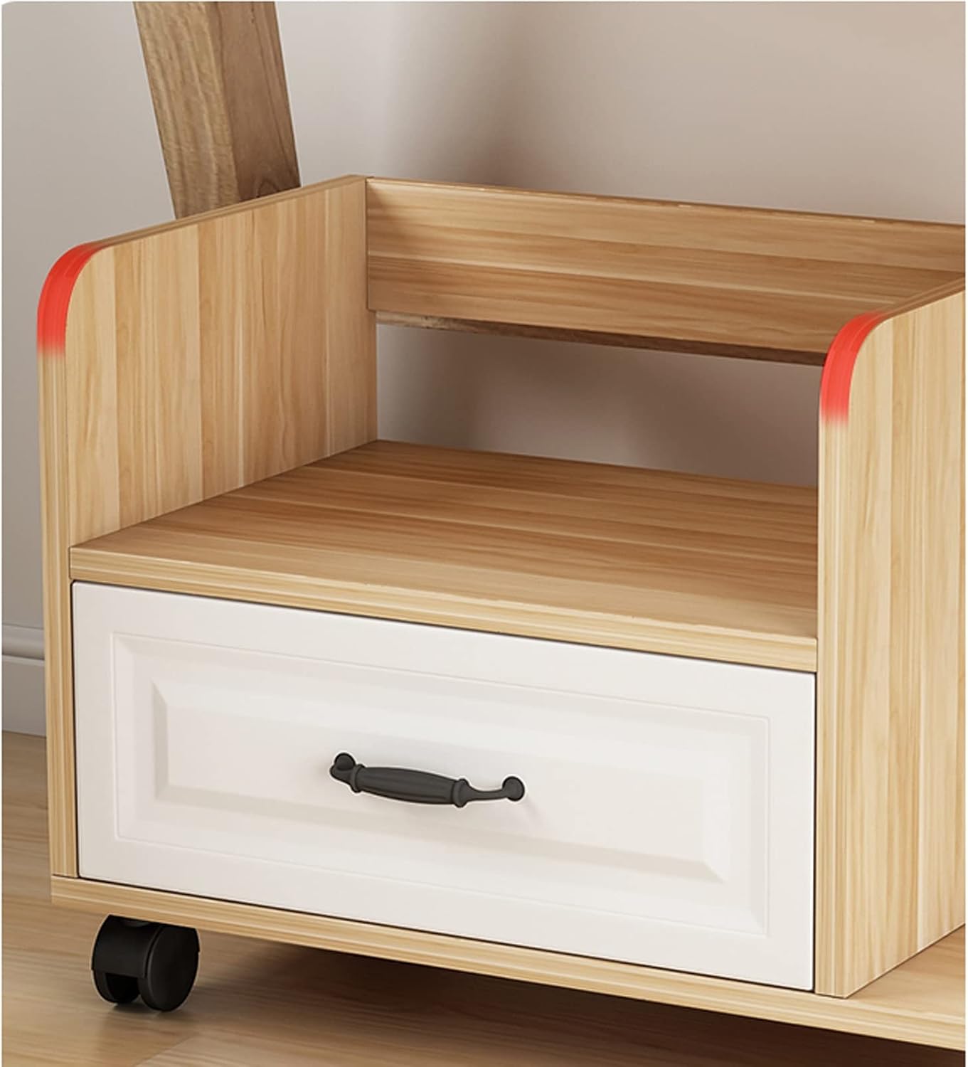 Printer Table White Under Desk Mobile Printer Table Printer Stand with Storage Drawer, Home Office Wood Work Cart with Wheels, for Mini 3D Printer Printer Shelf,One Color-L43xW40xH46.5cm