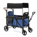 Wagon Stroller for 2 Kids, Foldable All-Terrain Wagon for Kids with Canopy, Adjustable Push and Pull Handles,Convertible High Seat & Organizer, 5 Point Harness (Blue)