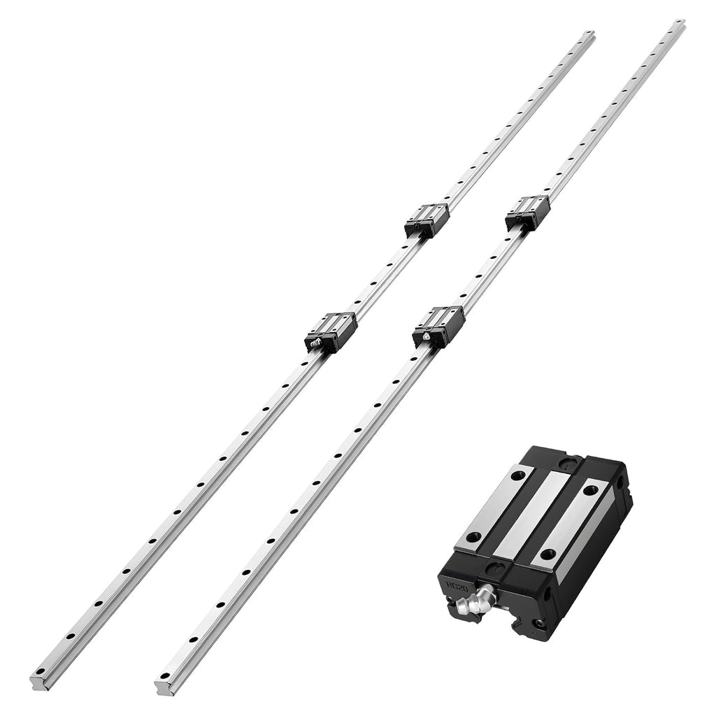 VEVOR Linear Rail Guide Kit, HGR20, 2Pcs 2000 mm (78.74 inch) Linear Motion Rails and 4Pcs Bearing Slide Blocks, Anti Rust and High Precision Kit, for DIY, CNC Routers, Lathes, Mills, 3D Printers