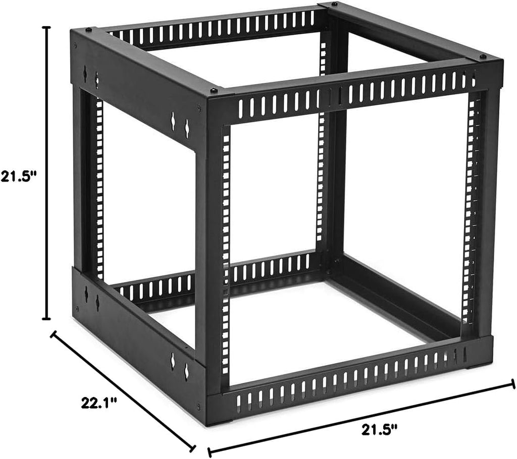 NavePoint 9U Side Load Wall Mount Network Rack, 22-Inch Depth, Wall Mount Equipment, Easy Rear Access to Equipment, Flexible Cable Management, Steel, Assembly and Mounting Hardware Included.