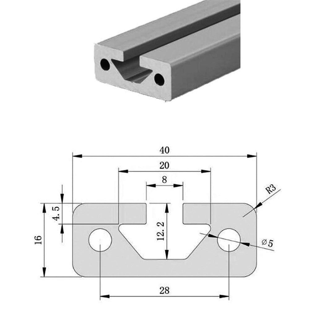 1PC 1640 Steel Profile Extrusion Frame Length 100-800mm Anodized Linear Guide for CNC 3D Printer Table Stainless Steel Hardware Manufacturing (Size : 700MM)