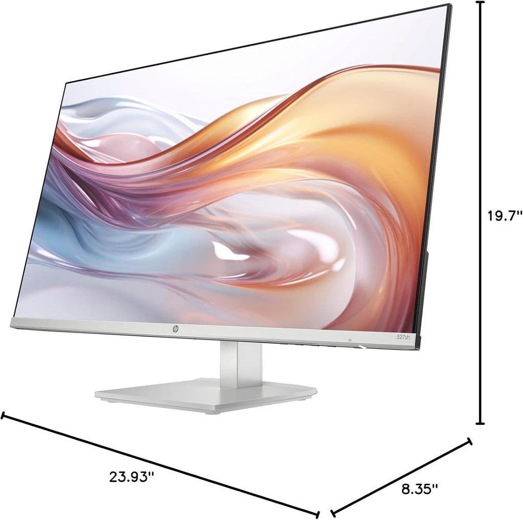 HP Series 5 527sh Monitor (Replaces M27h) 27' 100Hz IPS FHD (1920x1080) 99% sRGB Display, Adjustable Height & Tilt, Flicker Free, Anti-Glare, Black/Silver w/DKZ USB Port Expander