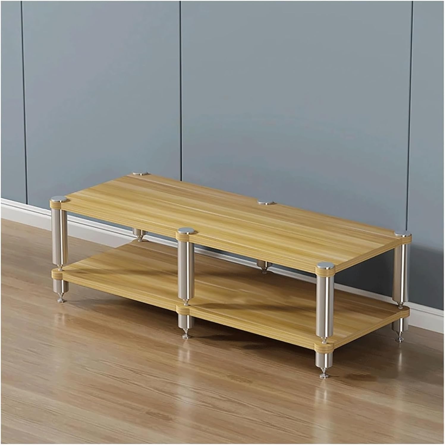 Stereo Stands Modern Audio Rack Tower AV Media Stand Wooden Tiered Shelves 2 Tier,3 Tier,4 Tier Audio Rack Shelf AV Media Player Stand(Natural,2 Tier)