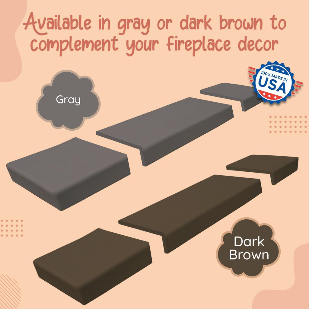 Soft Seat Edge Cushion Fireplace Hearth Guard Bumper Pad Child Proof Padding (Medium, Brown-fits Width from-69-80')