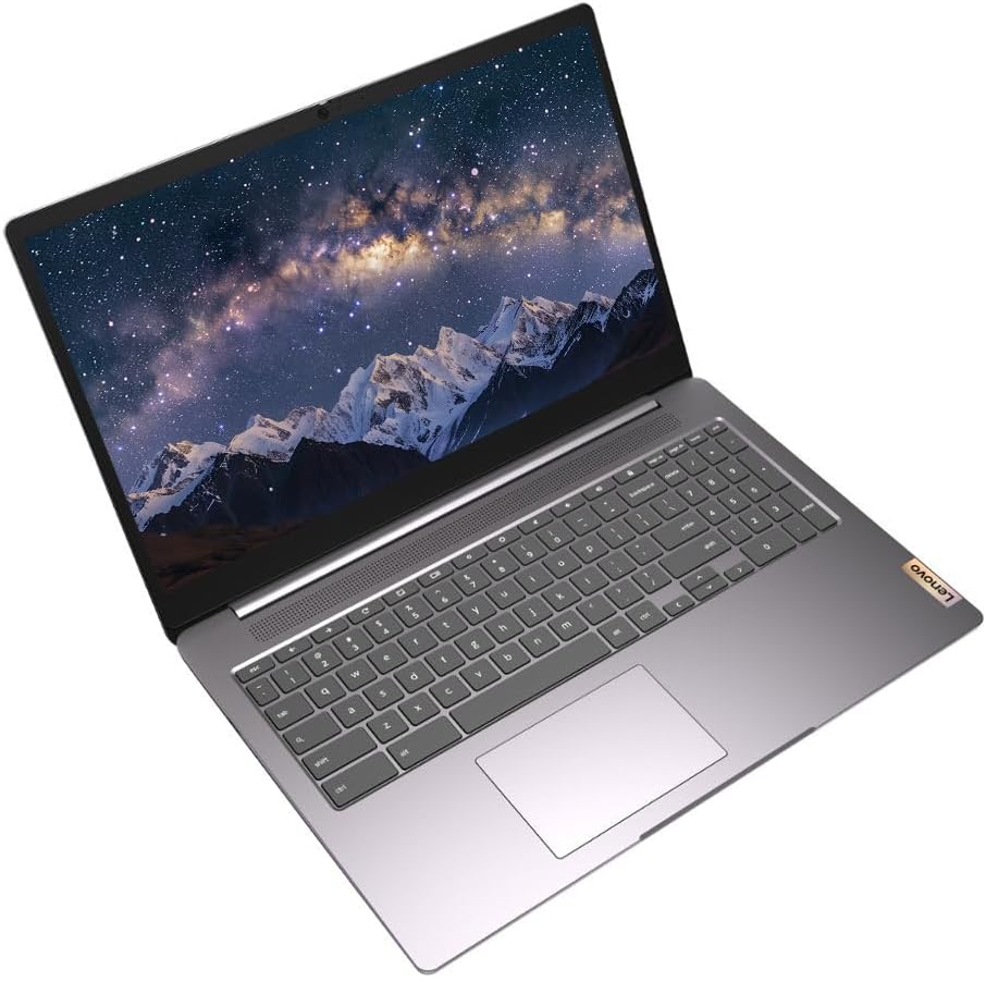 Lenovo IdeaPad 3i 15.6' FHD Chromebook Laptop, Intel Celeron, 4GB RAM, 64GB eMMC Storage, Wi-Fi 6, SD Card Reader, Chrome OS, SageNova Earphones, Arctic Grey