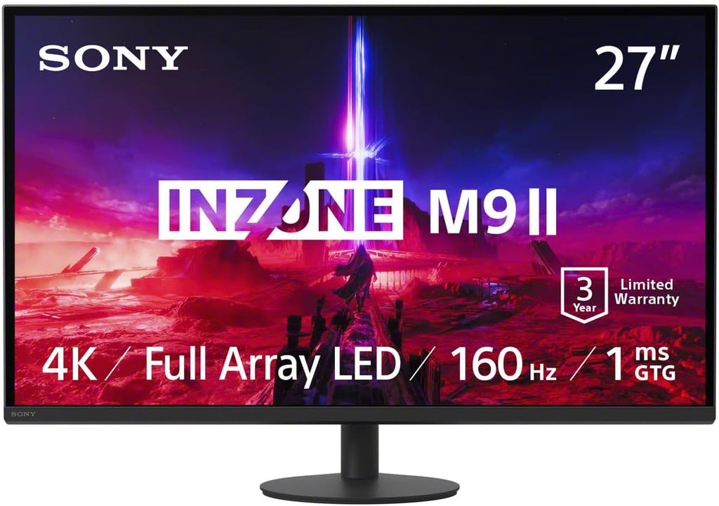 Sony INZONE M9 II 27' 4K UHD (3840 x 2160) 160Hz Full Array LED 1ms GtG NVIDIA G-SYNC Gaming Monitor, DisplayHDR 600, Built-in Speakers, DisplayPort 2.1 (UHBR10) /VRR HDMI 2.1-3 Year Limited Warranty
