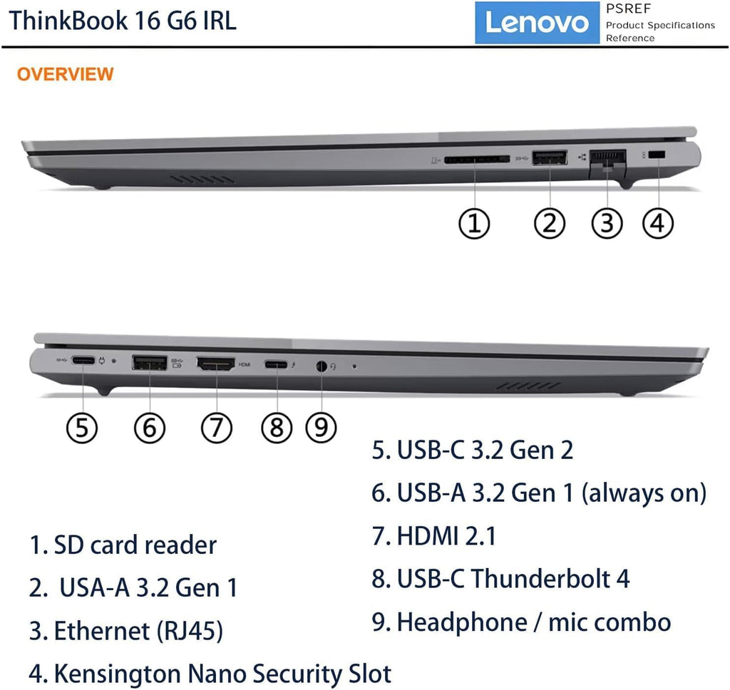 Lenovo ThinkBook 16 Business Laptop, 16' FHD+, Intel Core i5-13420H(Beats i7-1355U), 16GB DDR5 RAM, 1TB SSD, Thunderbolt 4, RJ-45, Windows 11 Pro, WOWPC Bundle, No Mouse