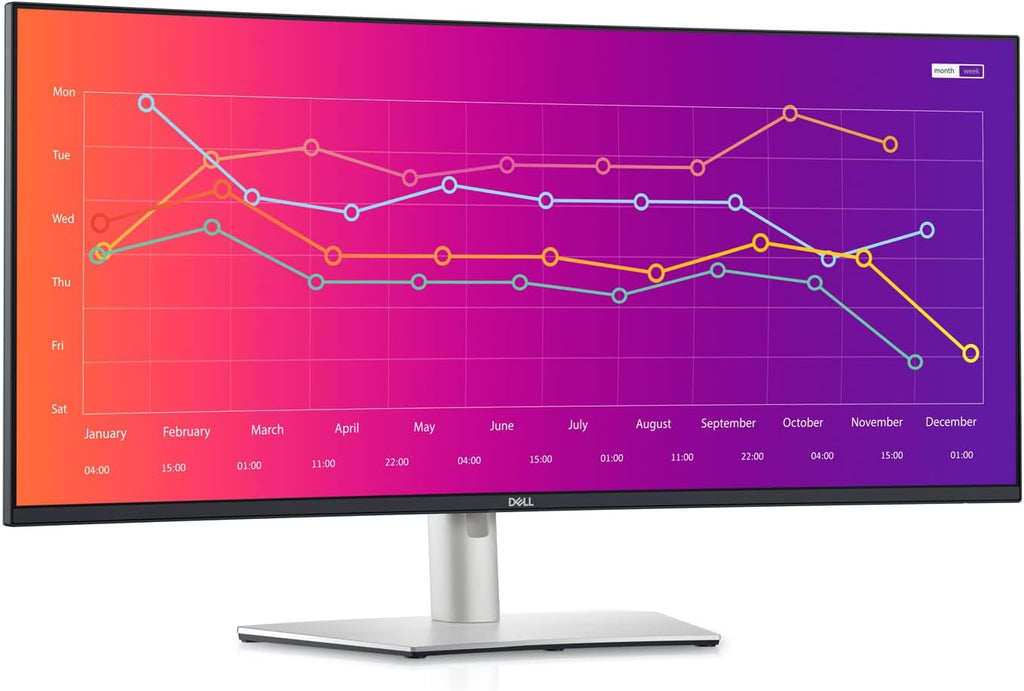 Dell U3821DW UltraSharp Curved USB-C Hub Monitor - 37.52-inch WQHD (3840 x 1600) 60Hz 2300R Curvature Display, 8ms Response time, USB-C/DP/HDMI/RJ-45, Height/Slant/Tilt/Swivel Adjustability - Silver