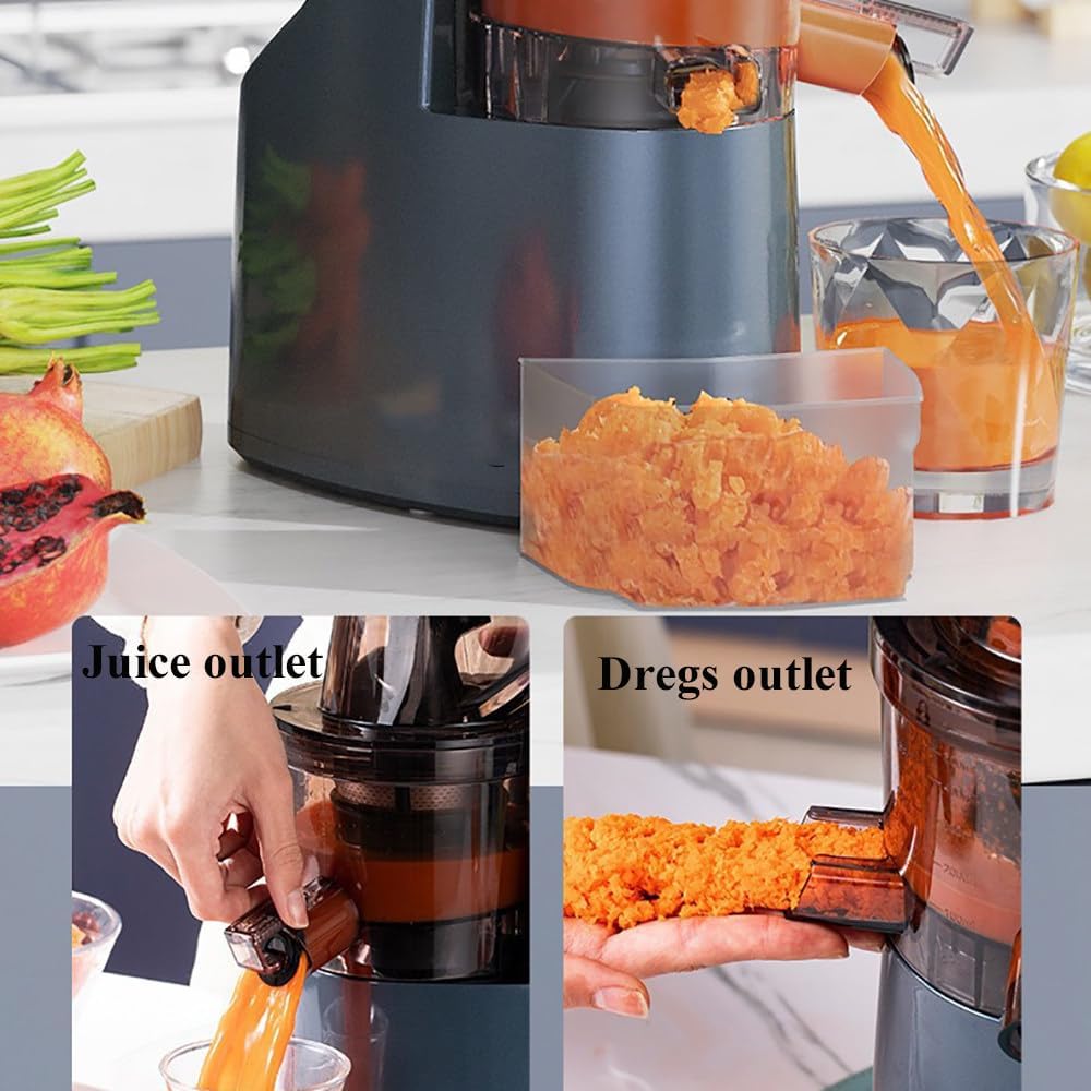 Slow Masticating Juicer,Cold Press Juicer With 90mm Extra Large Feed Chute,480 Horizontal Mesh Design,360° Self Feeding Masticating Juicer,For Whole Fruit,Easy To Clean,Blue
