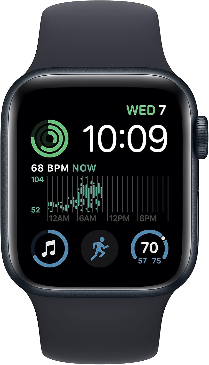 Apple Watch SE (2nd Gen) [GPS 40mm] Smart Watch w/Midnight Aluminum Case & Midnight Sport Band - S/M. Fitness & Sleep Tracker, Crash Detection, Heart Rate Monitor, Retina Display, Water Resistant