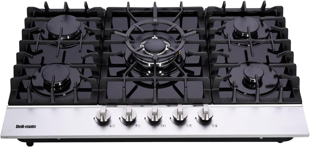 30 Inch Gas Cooktop, Built-in Tempered Glass 5 Burners Gas Stovetop LPG/NG Convertible Gas Stove Top Dual Fuel Gas Hob DM5188-01