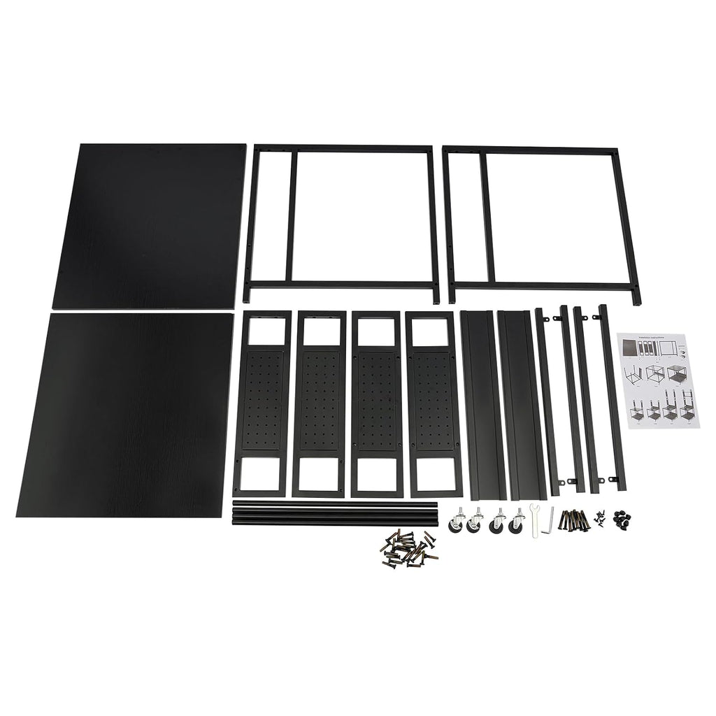 Double Layer 3D Printer Stand with Shelf, 3D Printer Storage Stand, 23.62x23.62x68.9in Heavy Duty 3D Printer Stand with 4 Wheels, 110lbs Load Capacity, Back Panels (Black)