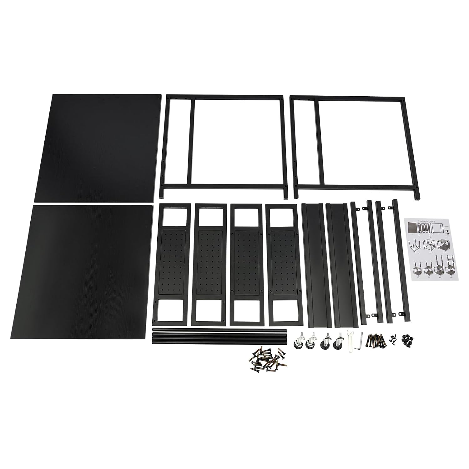 Double Layer 3D Printer Stand with Shelf, 3D Printer Storage Stand, 23.62x23.62x68.9in Heavy Duty 3D Printer Stand with 4 Wheels, 110lbs Load Capacity, Back Panels (Black)