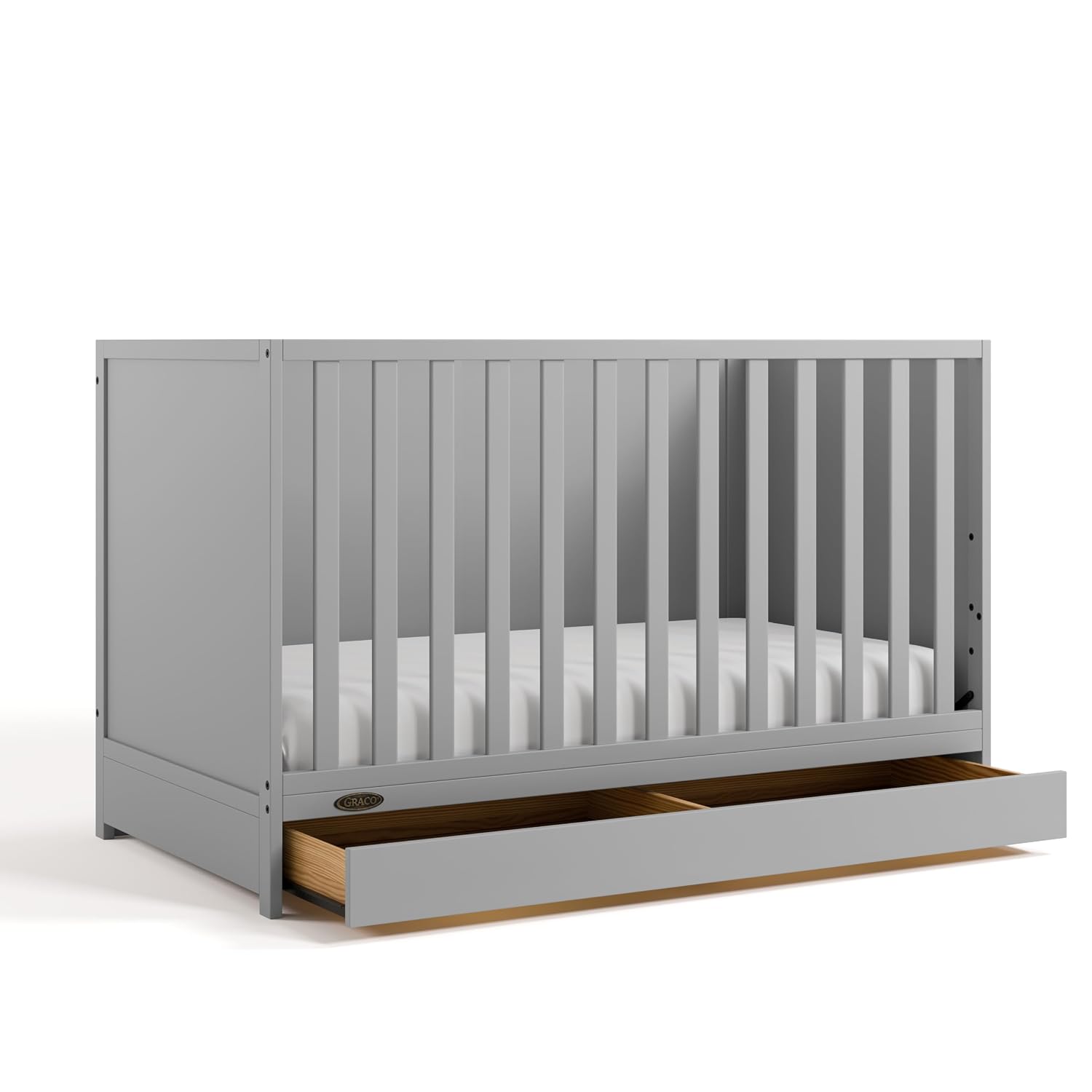 Graco Theo 3-in-1 Convertible Crib with Storage Drawer – GREENGUARD Gold Certified Baby Crib Crafted from Wood, Converts to Toddler Bed, Daybed, and Full-Size Bed (Pebble Gray)