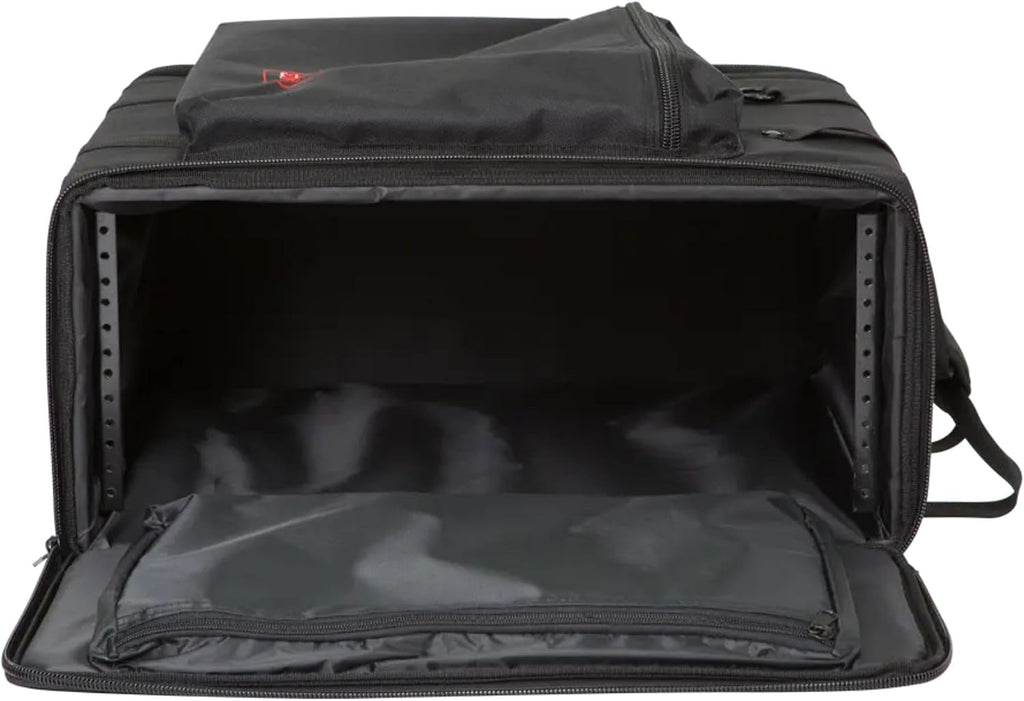 SKB Cases 4U Soft Rack Case for Wireless Microphone Systems with Steel Rails, Heavy Duty Zippers, Outer Pocket and Shoulder Straps, Black