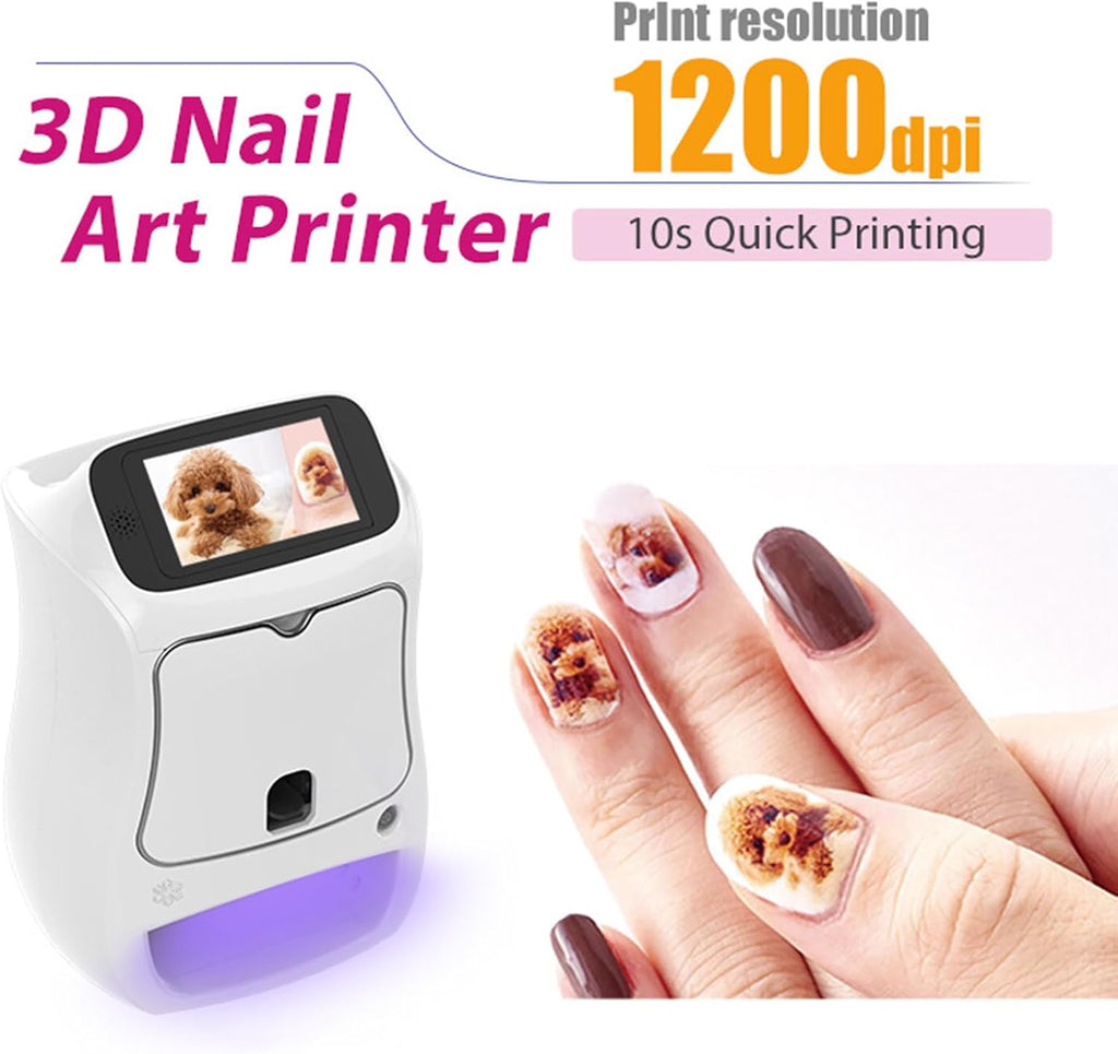 3D Digital Nail Printer,Digital Mobile Nail Art Printer with Touch Screen Display for Girls' Home Nails,Weddings,Nail Art Studio,White