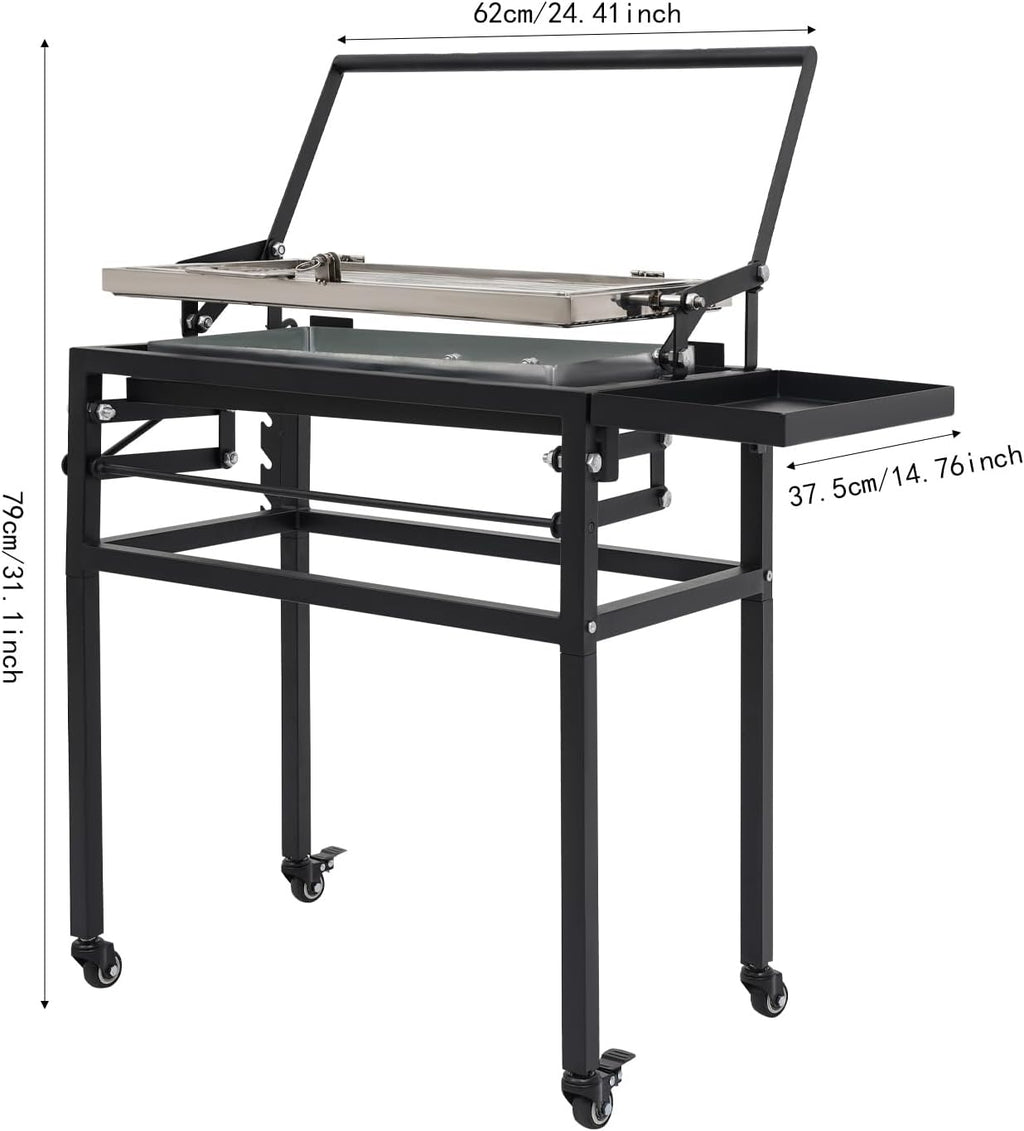 Folding Charcoal Flip Grill, Barbecue Grill Rotating Charcoal Grill with Flipping Basket, Portable Camping Charcoal BBQ Grill for Outdoor Camping, Picnic, Patio and Backyard Parties