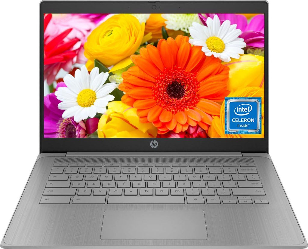 HP Chromebook 14a 14' HD (Intel 4-Core Celeron N4120, 4GB RAM, 64GB eMMc, UHD Graphics 600) Home & Student Laptop, 14 Hours Battery Life, Anti-Glare, Webcam, Wi-Fi, Type-C, Chrome OS (Renewed)
