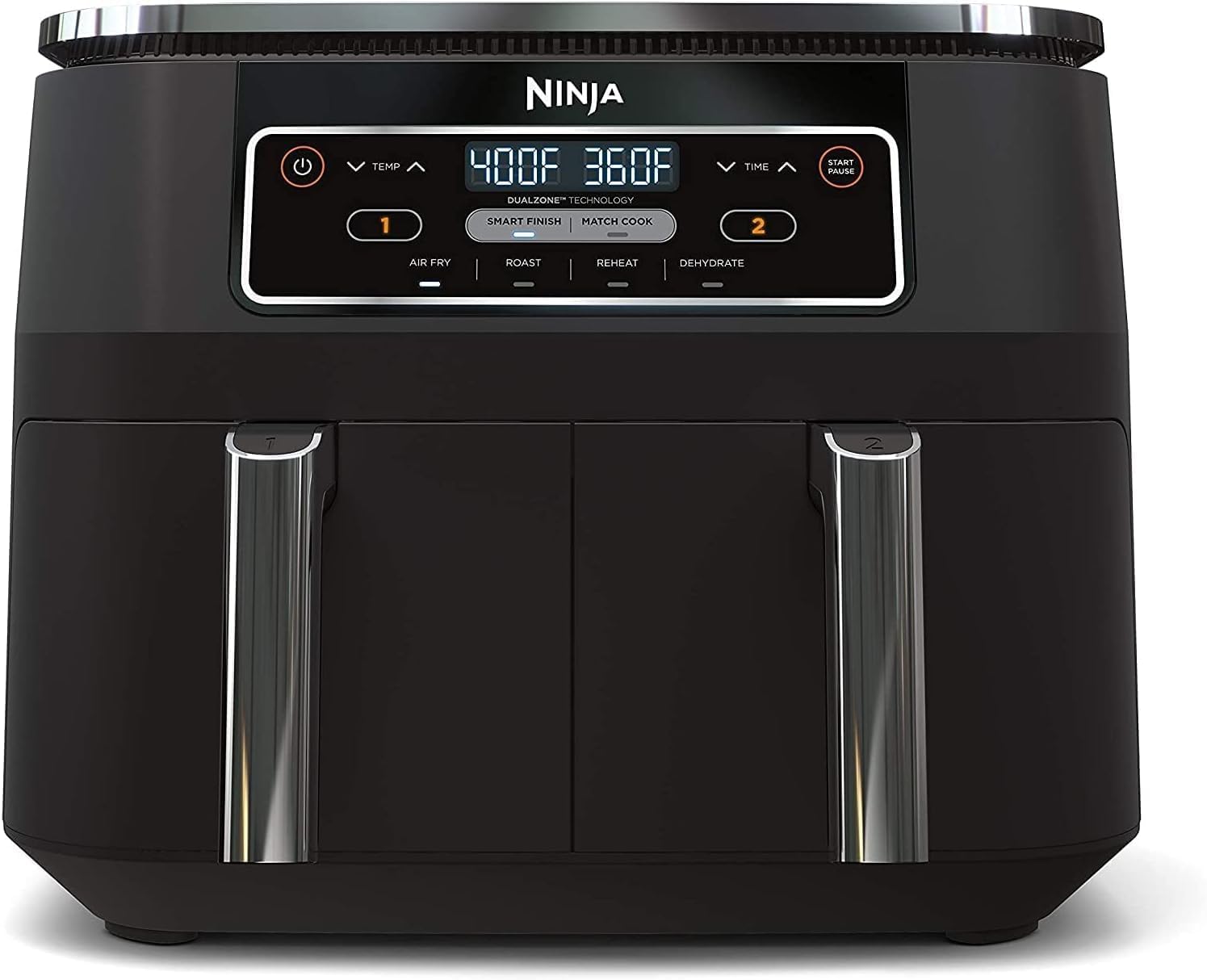 Ninja Foodi DZ100 4-in-1 8-qt 2-Basket Air Fryer with DualZone Technology Black (Renewed)