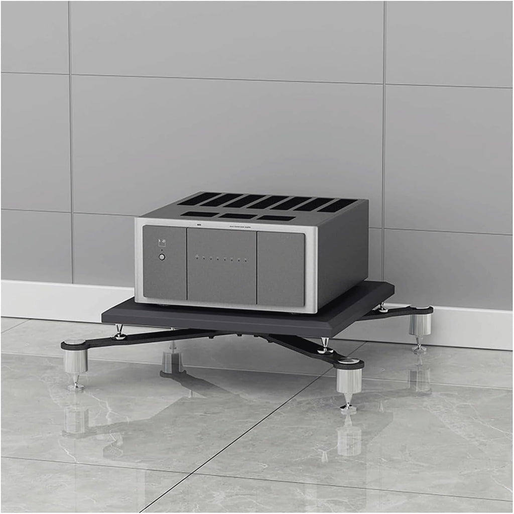 Audio Rack Stainless Steel Stereo Rack Audio Equipment Rack Audio Open Rack Cabinet Audio-Video Shelving with Shock-Absorbing Feet(Silver,1 Tier)