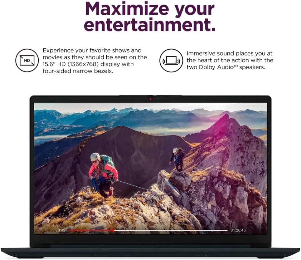 Lenovo Ideapad 1 15.6' HD Laptop, Intel Celeron N4500, 4GB DDR4, 128GB eMMC, W11HS, One-Year Microsoft Office 365, Abyss Blue, 82LX00D3US (Renewed)