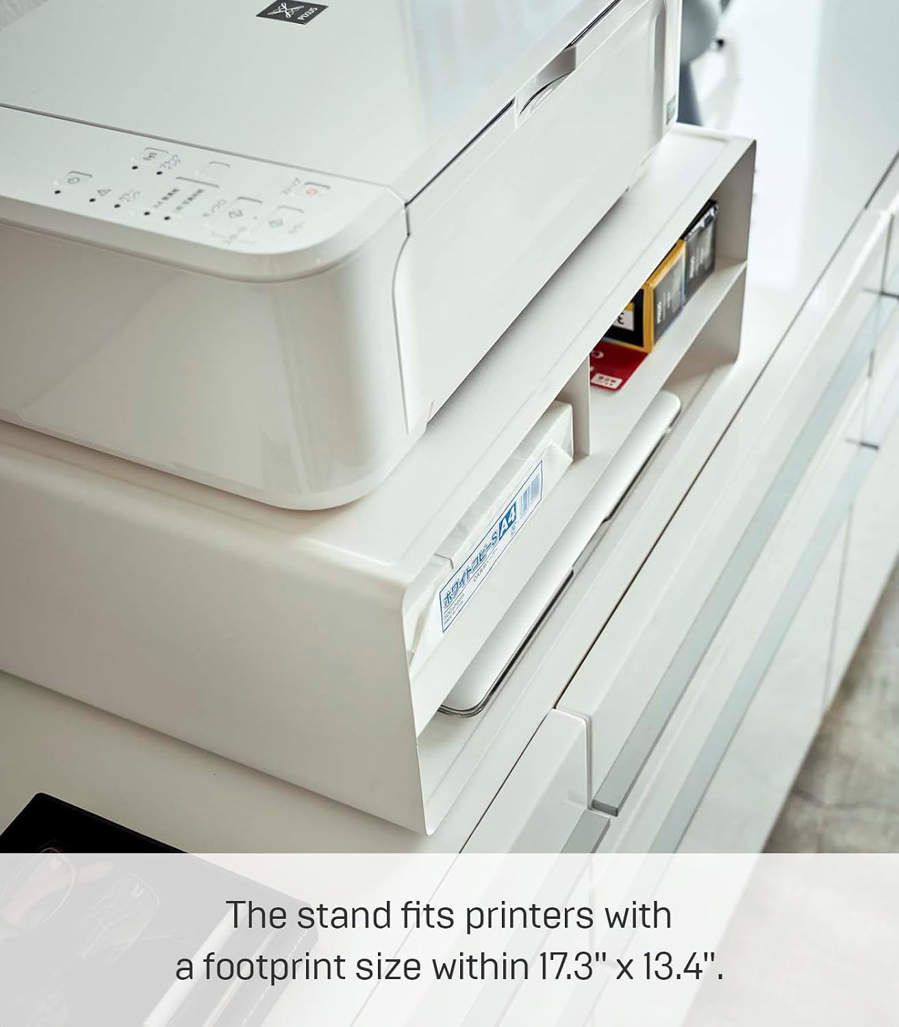 YAMAZAKI Home Desktop Printer Stand - Computer Accessory Office Organizer Steel One Size White