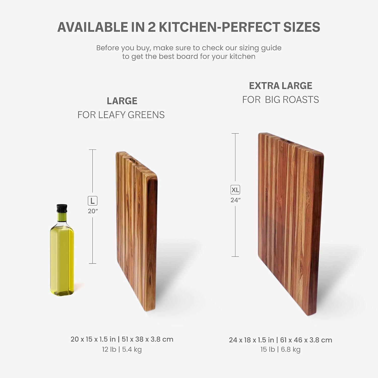 Teakhaus Cutting Board - Large (L) Teak Wood Cutting Board 20'L x 15'W x 1.5' Thick - Professional-Grade Reversible Edge Grain Wood - Knife Friendly - FSC Certified