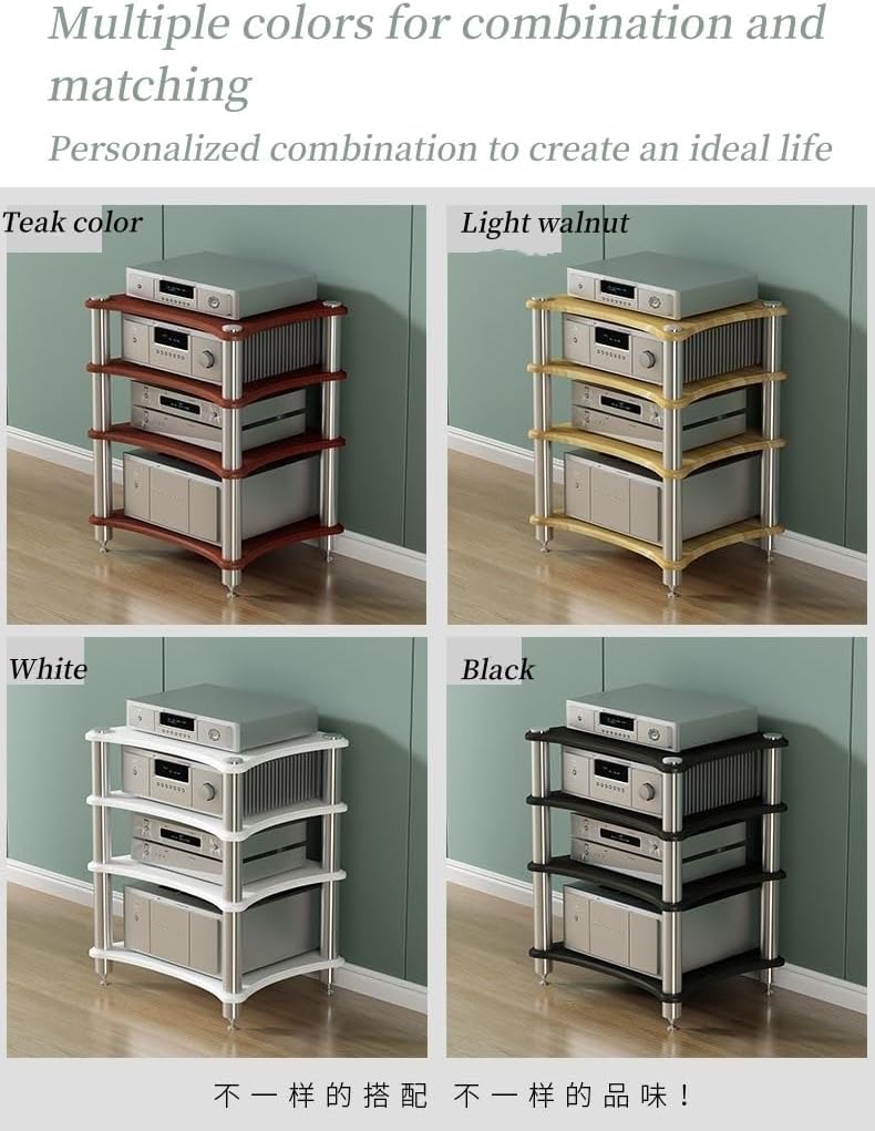 2/3/4 Tier Audio Rack, Open Air Design, Media Cabinet with Metal Frame, Audio Component Rack, Audio Rack Cabinet for Server and AV Equipment(Light Walnut,33.47 * 23.62in)