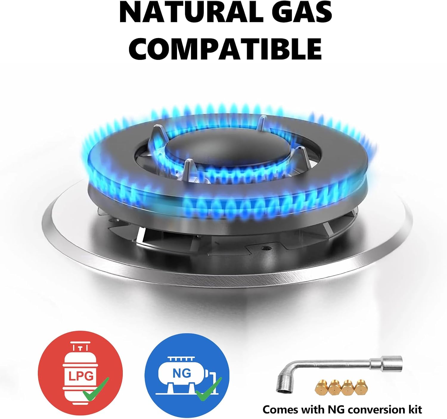 Gas Stove 24 inch, Propane Gas Cooktop Gas Stove 4 Burners for RVs, Motor Homes, NG LPG Convertible Gas Hob