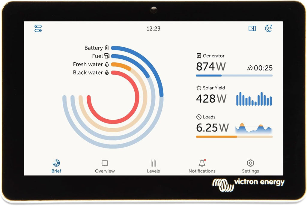 Victron Energy GX Touch 50 Display Screen - Waterproof 5-Inch Touchscreen for Cerbo GX for System Monitoring and Control - Easy Dashboard Mounting with Bolted Installation - HDMI Cable Included