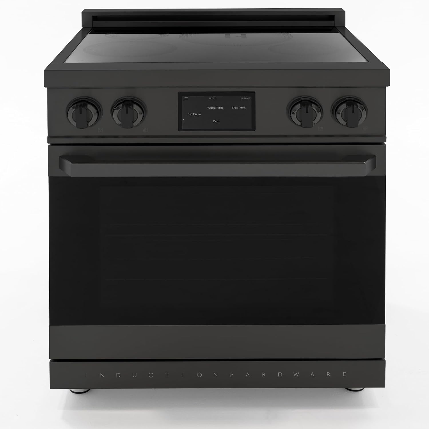 30 Inch Professional Induction Range with Convection Oven, Air Fry, 4 Burner Electric Stove, Pizza Stone - Black Stainless Steel
