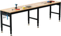 Betterhood 96' Adjustable Workbench, 5000 LBS Heavy Duty Work Table with Power Outlets & Pegboard, Rubber Wood Workstation for Garage, Workshop, Office, Home, Commercial