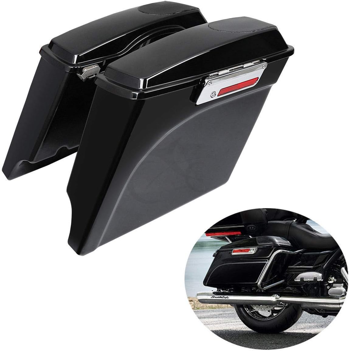 TCMT 5' Extended Saddlebags W/ 5'x7' Speaker Lids for Harley Touring Models CVO Road Glide Road King Street Glide Electra Glide Ultra Classic 1994-2013 (5' Extended Saddlebags)