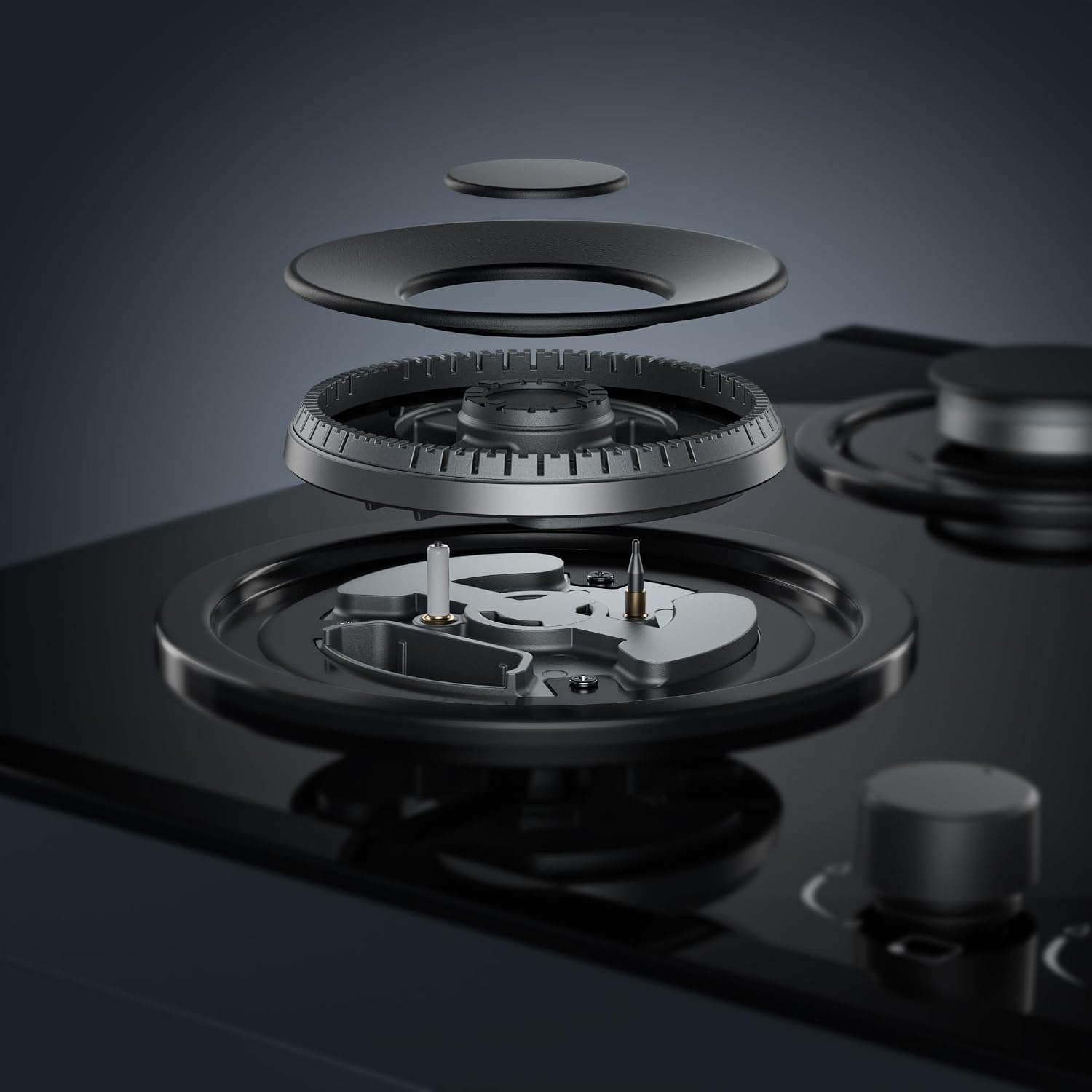 Empava 24' Gas Cooktop with 4 Italy Sabaf Sealed Burners NG/LPG Convertible Tempered Glass in Black Model 2020, 24 Inch