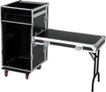 16u Dj Road Case, Recording Studio Rack Stand With Audio Mixer Stand & Wheels, Portable Media Storage Cabinet for Stage Performance Professional Audio Storage