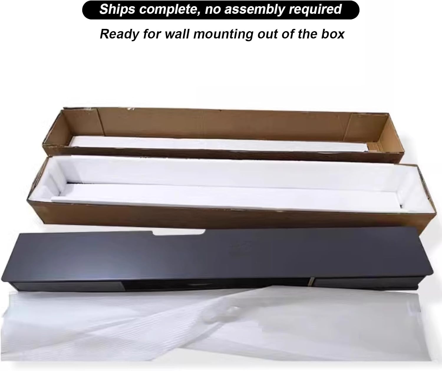 FPIGSHS Wall Mounted Media Console with 2 Drawers Solid Wood Floating TV Stand Hanging TV Shelf Entertainment Center TV Cabinet, for Home Office (C, 47.2 inches)