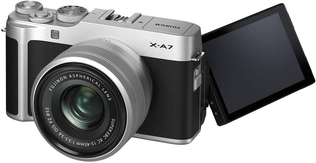 Fujifilm X-A7 Mirrorless Digital Camera w/XC15-45mm F3.5-5.6 OIS PZ Lens, Silver