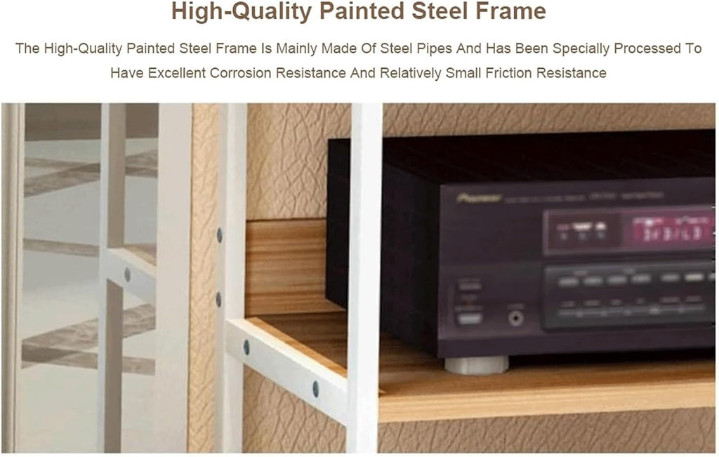 Audio Rack 2/3 Tier Stereo Rack Audio Equipment Rack Audio Stereo Shelf Wooden Open Audio-Video Shelving with 360° Swivel Wheels(Nero,45cm)