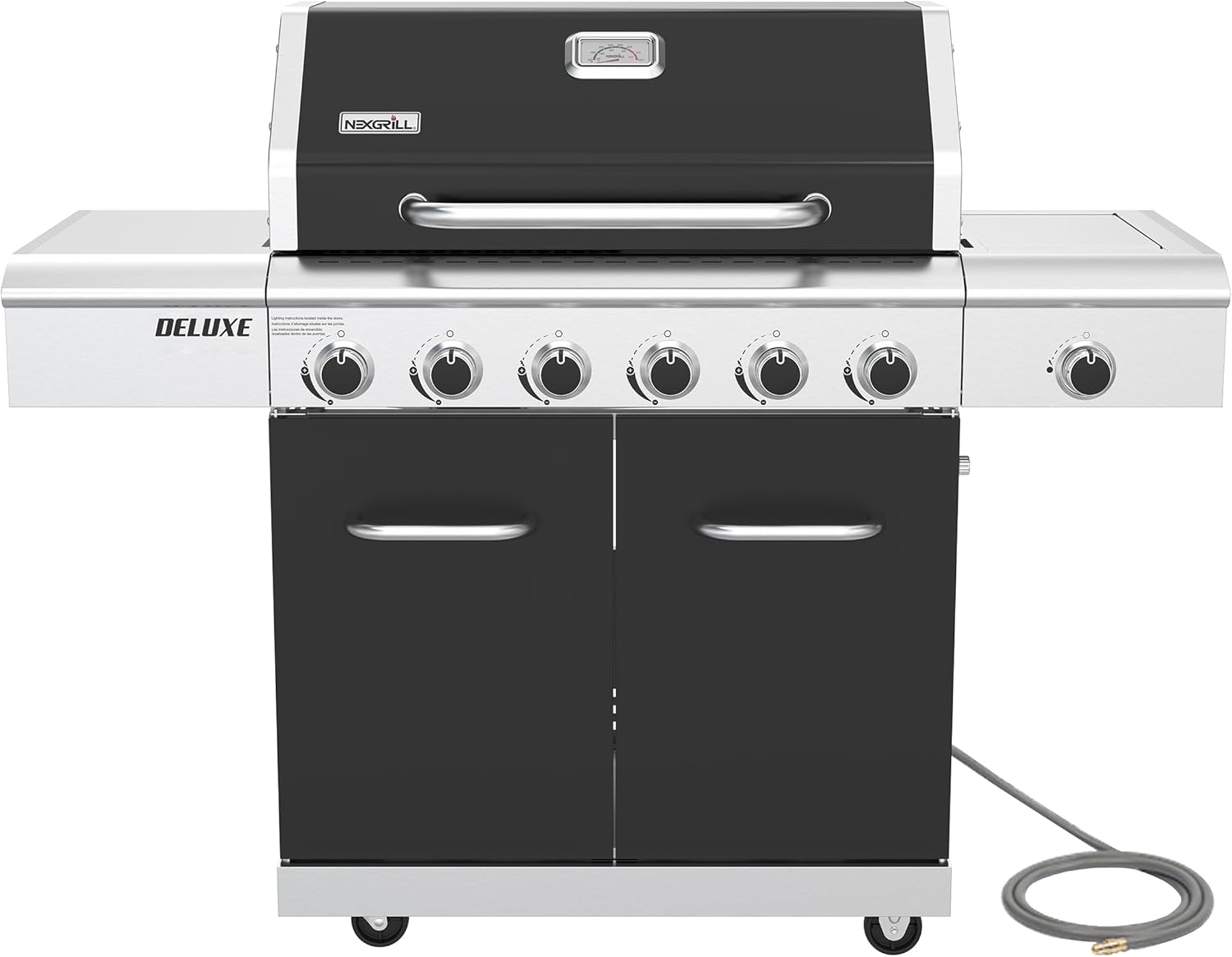 Nexgrill Deluxe 6-Burner Natural Gas Grill with Searing Side Burner and Griddle Insert, Stainless Steel Frame, 60,000 BTUs Output, BBQ Grill for Outdoor Gatherings - 730-0896GH