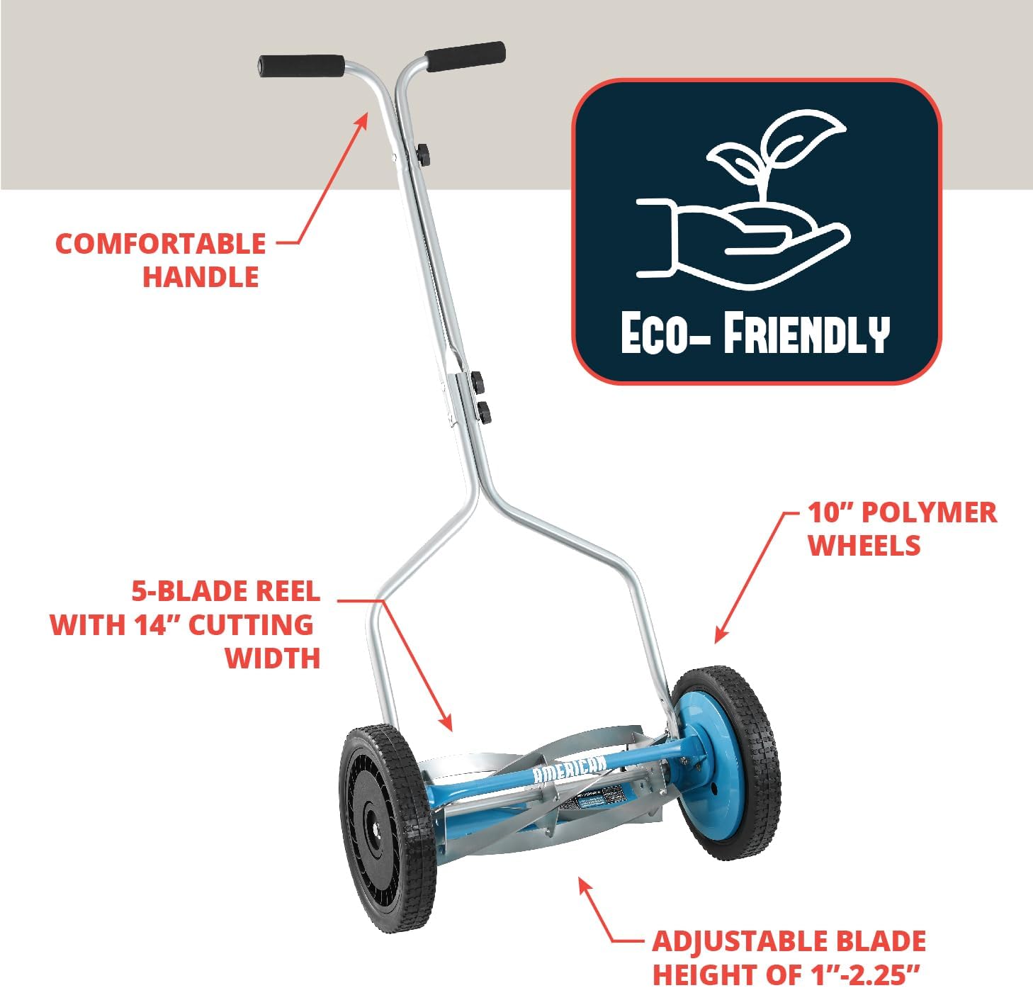 American Lawn Mower Company 1304-14SK2 14-Inch 5-Blade Push Reel Lawn Mower with Sharpener