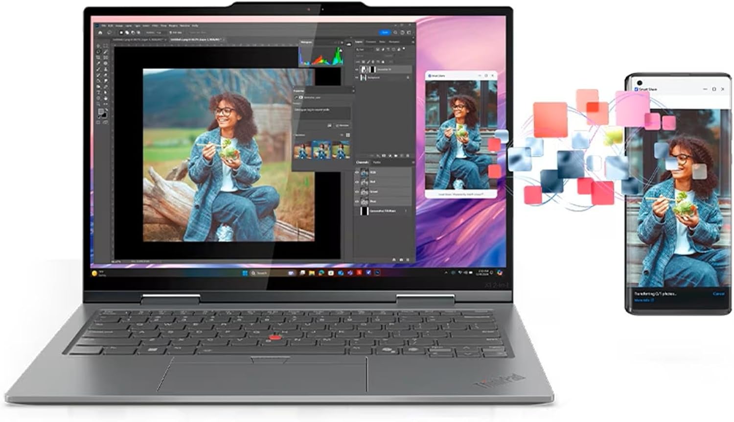 Lenovo ThinkPad X1 2-in-1 Gen 10 Aura Edition Laptop with Intel Core Ultra 7 255U Processor, 14' WUXGA 500nits Touchscreen Display, 32GB LPDDR5X-8400MT/s, 1TB SSD, FHD RGB+IR Cam, Pen, and Win 11 Pro