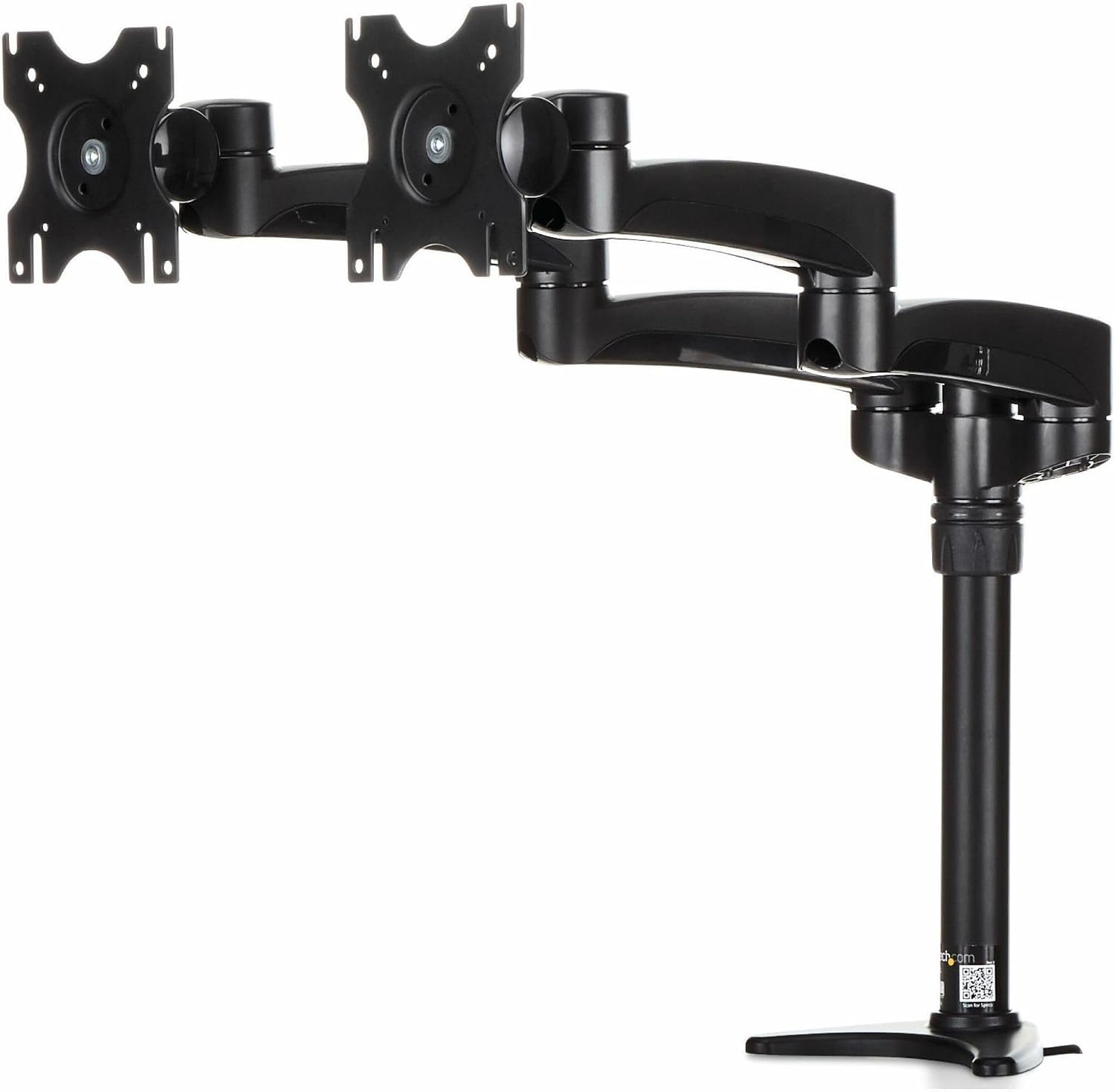 StarTech.com Desk Mount Dual Monitor Arm - Articulating - Supports Monitors 12'' to 24' (29.9lb/13.6kg) - Adjustable VESA Monitor Arm - Grommet or Desk Mount - Black (ARMDUAL)
