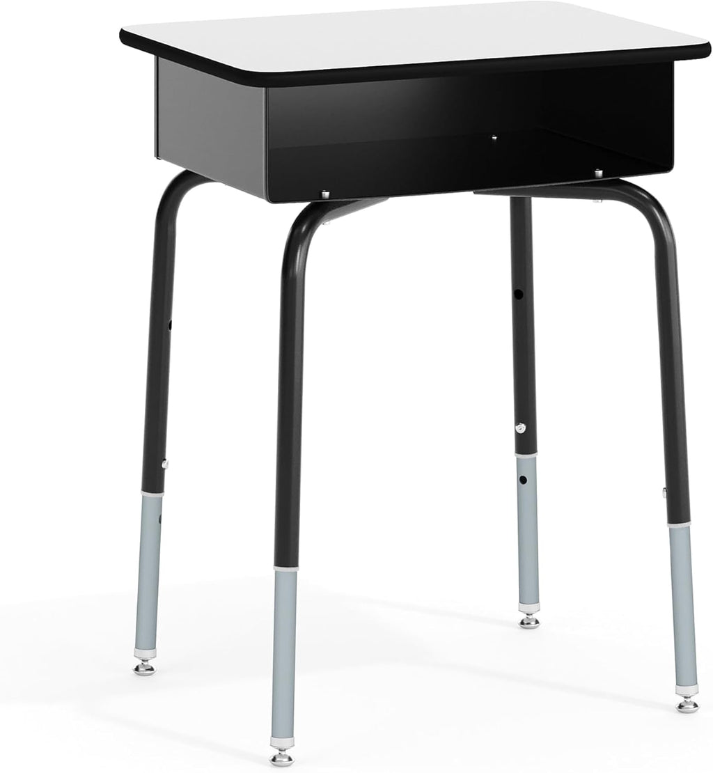 Flash Furniture Billie Student Desk - Gray Open Front Metal School Desk - 24'W x 18'D Adjustable Height, Durable Desk for School or Remote Learning, Set of 5