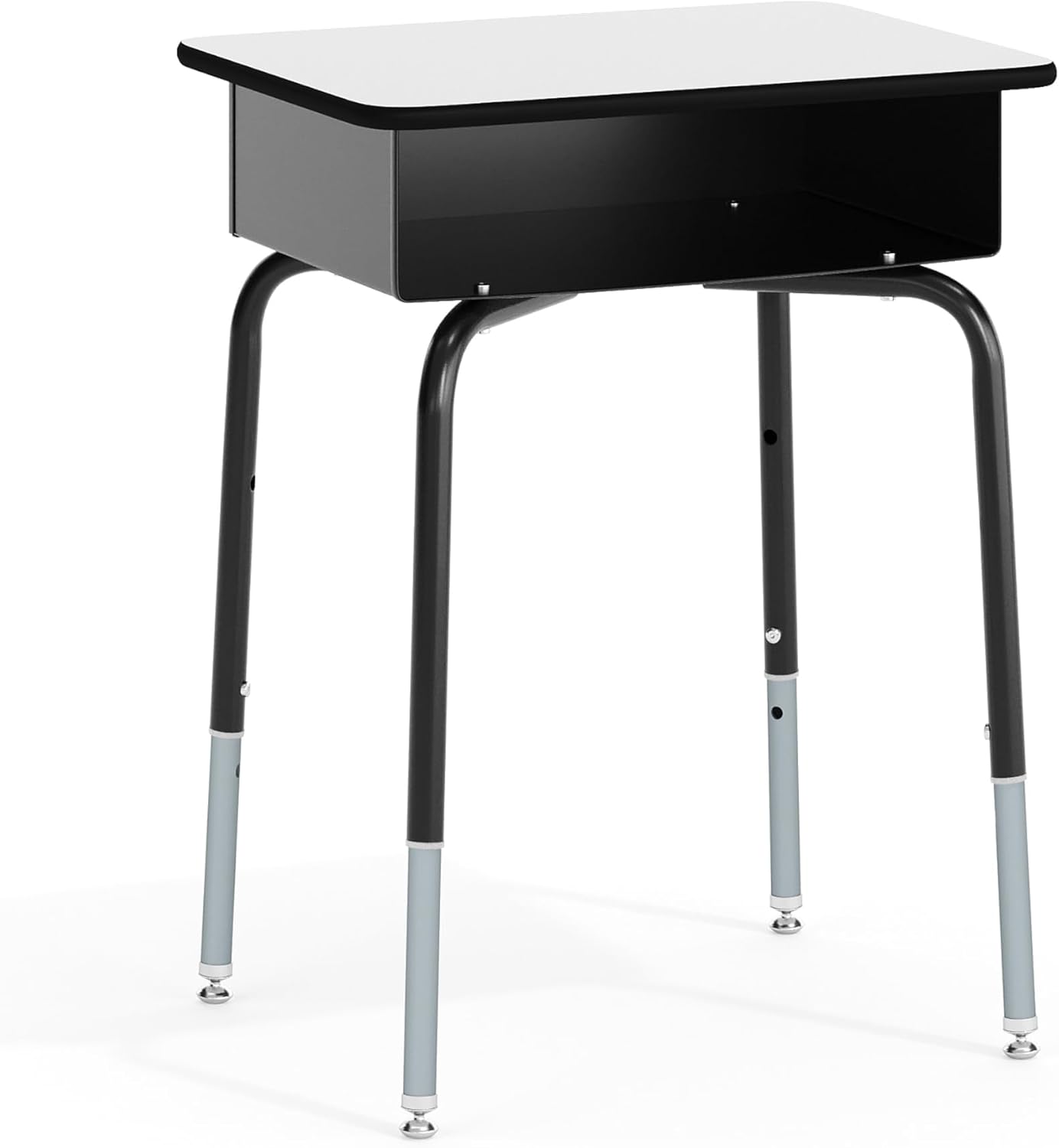 Flash Furniture Billie Student Desk - Gray Open Front Metal School Desk - 24'W x 18'D Adjustable Height, Durable Desk for School or Remote Learning, Set of 5