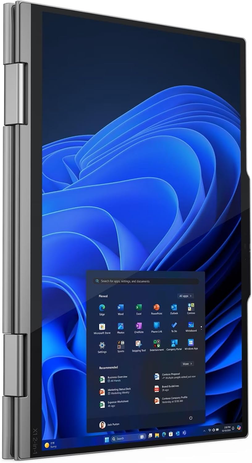 Lenovo ThinkPad X1 2-in-1 Gen 10 Aura Edition Laptop with Intel Core Ultra 7 255U Processor, 14' WUXGA 500nits Touchscreen Display, 32GB LPDDR5X-8400MT/s, 1TB SSD, FHD RGB+IR Cam, Pen, and Win 11 Pro