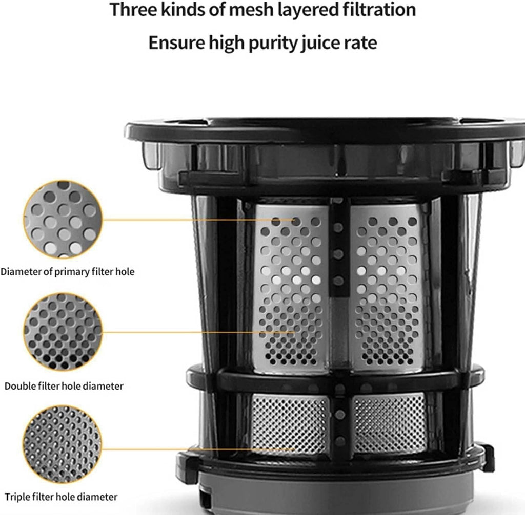 Cold Press Juicer, 160nm Slow Masticating Juicer with 130mm Large Feed Chute, 1.4L Capacity, Easy to Clean, Grey
